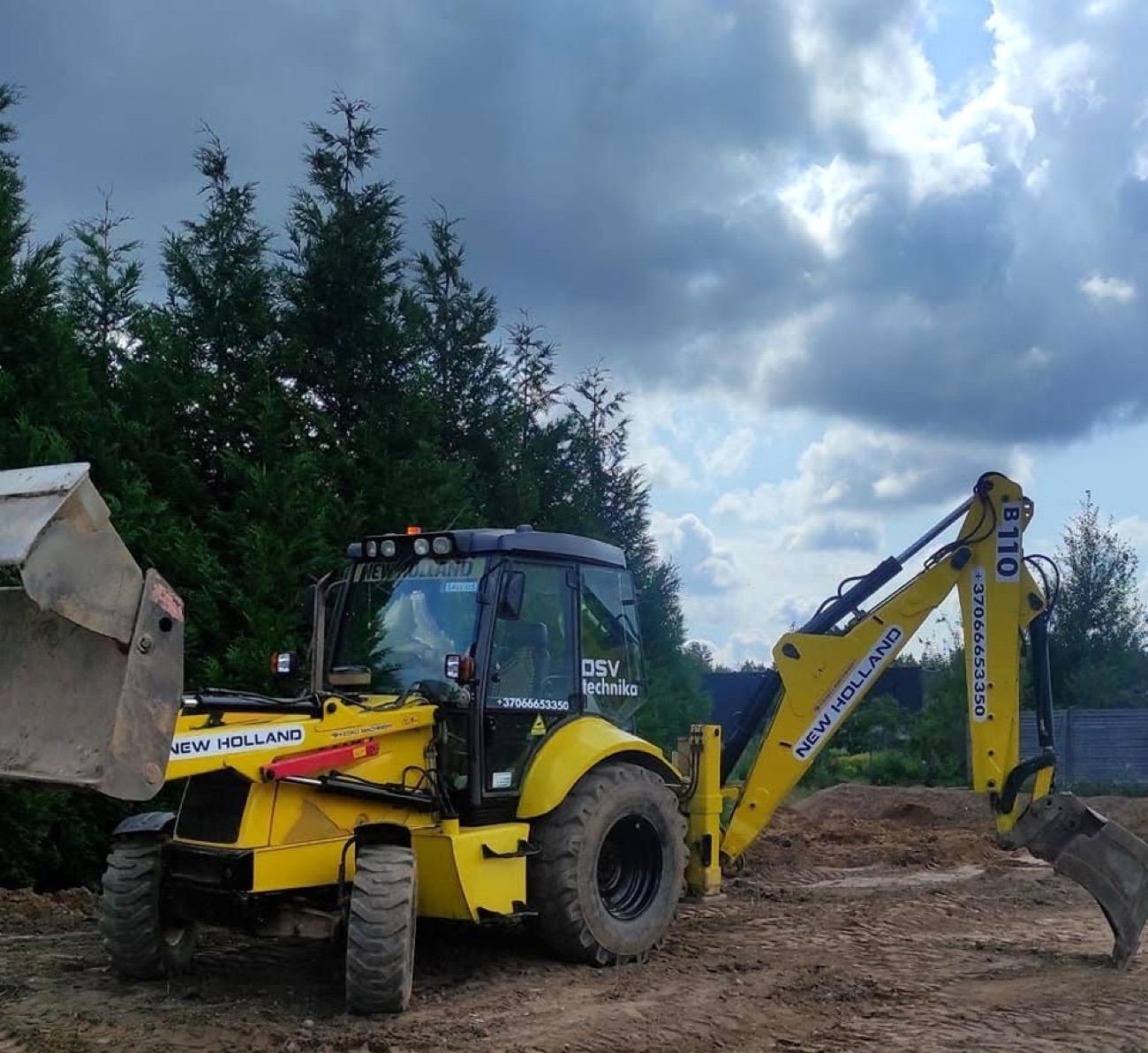 DSV technika ekskavatorius-krautuvas New Holland LB110 sklype